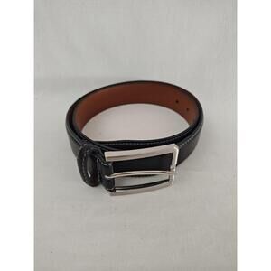 English Laundry Dress Belt Black Mens 32 Genuine Leather White Stitching 1 1/4"‎